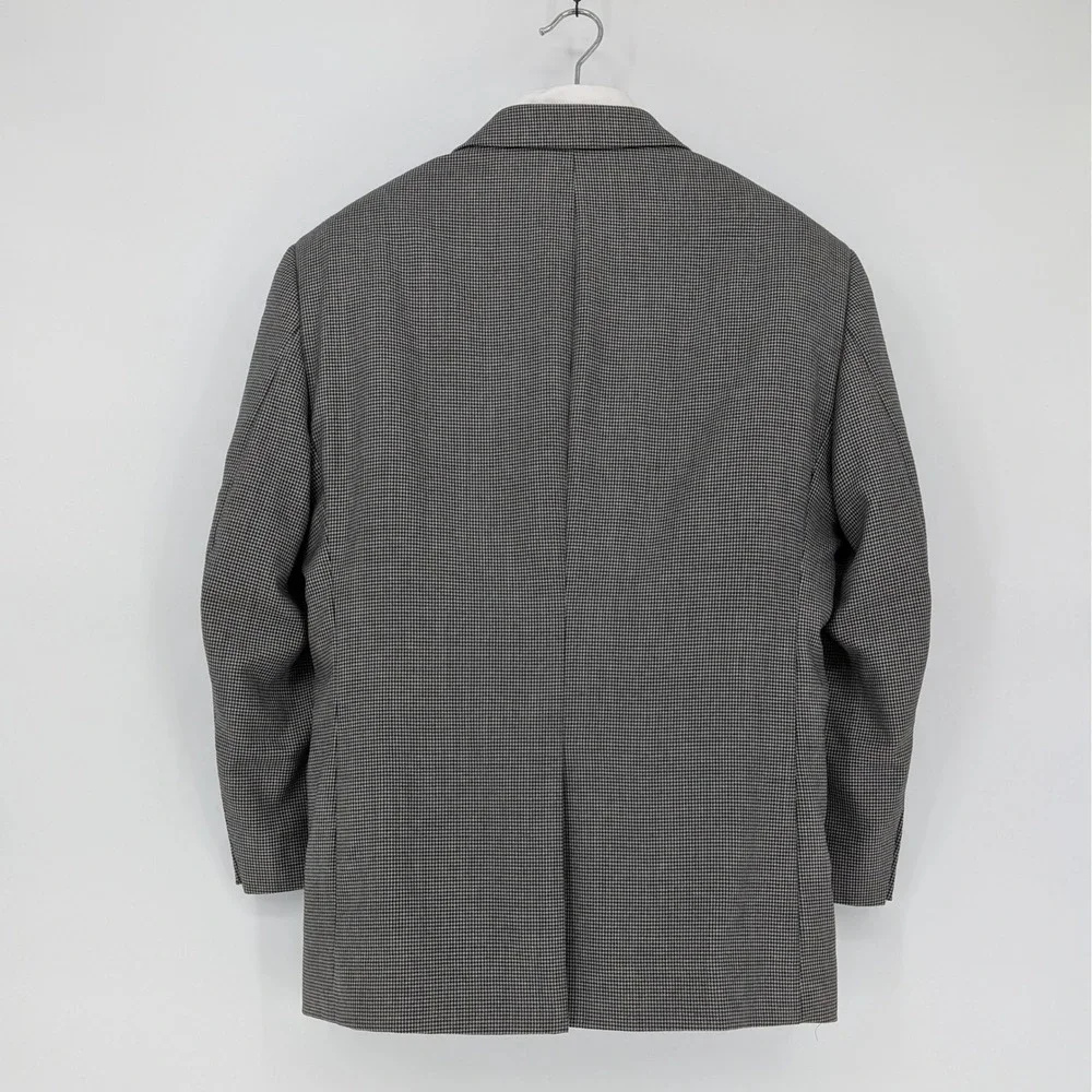 Jos A Bank Wool Houndstooth Blazer 44S Gray Classic Sport Coat